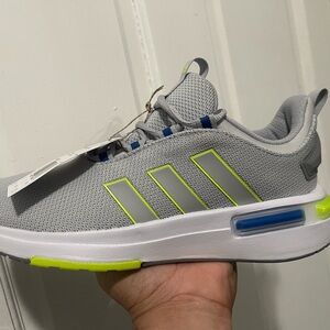 Adidas Kids Gray and Lime Sneakers